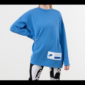 Women's Sportswear Fleece Oversized Crewneck Pacific Blue/ White/ Soar